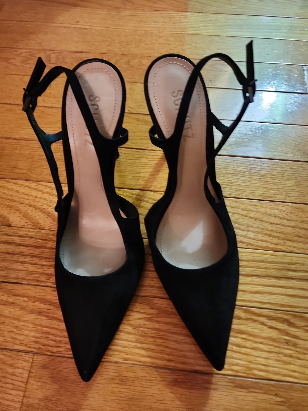 Schutz Boris Black Pointed Toes Slingback Stiletto Heels